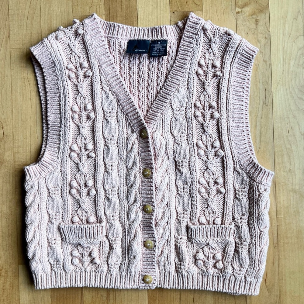 Vintage Pink Liz Button Down Knit Vest